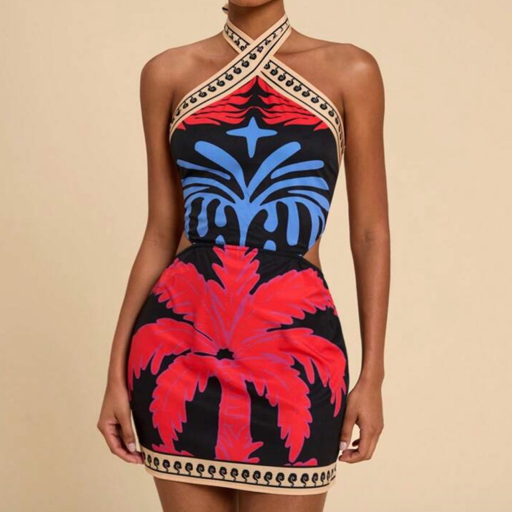 Tropical Halter Neck Dress